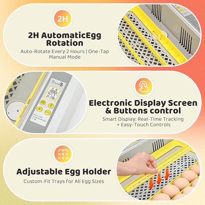 36 Eggs Incubator for Hatching Chicks with Automatic Turner Temperature & Humidity Control, Multifunctional Ultra-Clear Panoramic View with Hatch Days & Egg Candler for Chicken, Duck, Goose, Bird