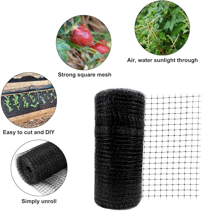 KLEWEE Bird Netting, 7.5 x 25 FT Heavy Plastic Duty Garden Netting to Protect Fruit Trees, Plants and Vegetables Against Birds, Deer, Squirrels and Other Animals
