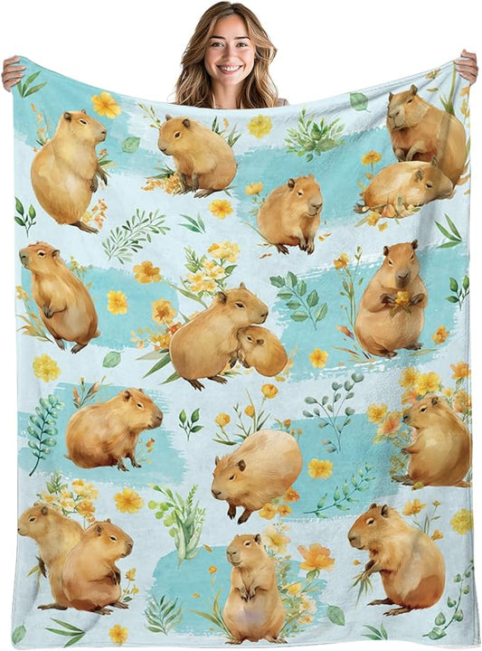 Capybara Blanket Gifts for Capybara Lovers, for Kids, Cozy Soft Capybara Gifts for Girls Boys, Capybaras Blanket Decor for Couch Sofa Bedroom,Gift for Chritsmas Thanksgiving 50x60