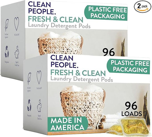 The Clean People Laundry Detergent Pods - Hypoallergenic Laundry Pods - Ultra Concentrated, Recyclable Packaging, Stain Fighting - Fresh Scent, 192 Pack