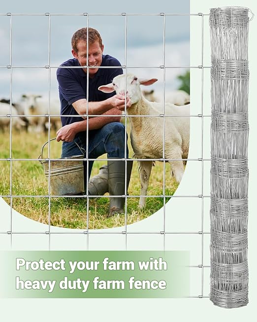 ACEKOOL Cattle Farm Fence, 4Ft x 328Ft Galvanized Wire Fencing for Cattle, Deer, Sheep, Goat, Livestock & Animals Protection, Fencing for Yard, Cattle Panel