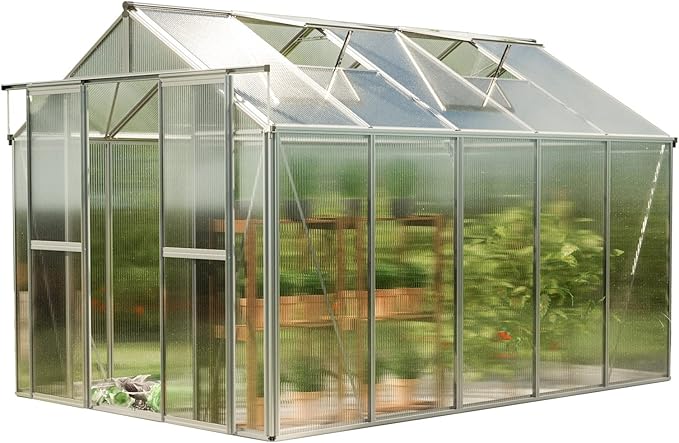 Greenhouse Saphir 5 Aluminum Frame 8.5 x 10.6 ft with Approx. 6 mm Polycarbonate Panels