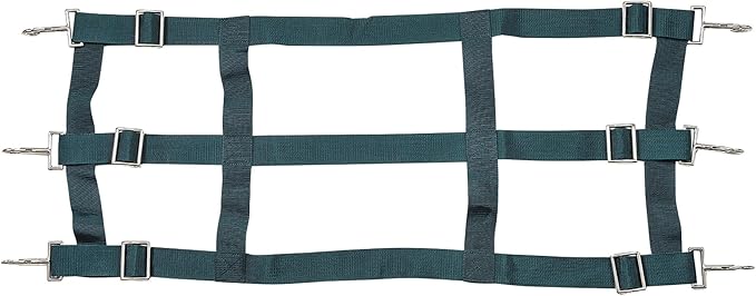 Jeffers Equine Adjustable Open Horse Stall Guard, Green – Heavy Duty Poly Web Stable Gate Barrier and Stall Door Accessories for Horses, Barns, Stables & Equestrian Use - 18”H x 36”-48”L