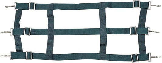 Jeffers Equine Adjustable Open Horse Stall Guard, Green – Heavy Duty Poly Web Stable Gate Barrier and Stall Door Accessories for Horses, Barns, Stables & Equestrian Use - 18”H x 36”-48”L