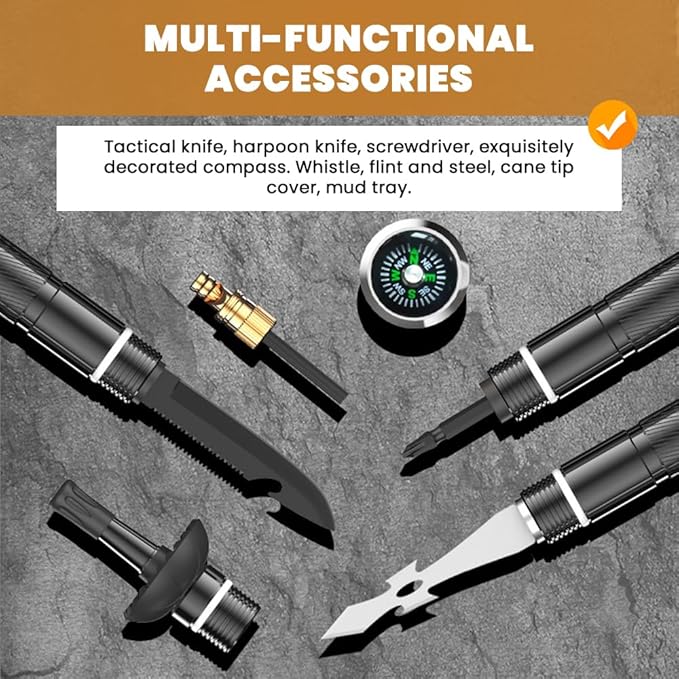 Saker Collapsible Tactical Hiking Stick Plus 2026|Hiking Trekking Pole|Lightweight Aluminum Gear Walking Pole with Survival Hiking Staff for Camping, Hunting,Outdoor Adventures