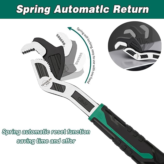 10 Inch Adjustable Wrench - Auto Size Adjusting, 0.6"-1.38" (15-35MM) Self-Adjusting Quick Wrench for Car, Bicycle, Plumbing Repairs