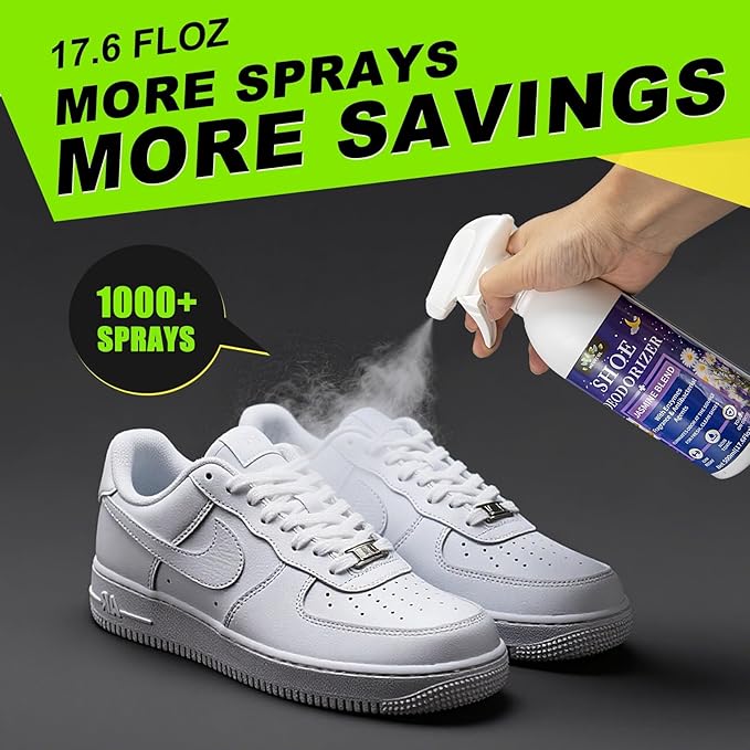 Shoe Deodorizer Spray – 17.6 Floz Powerful Odor Elimination For Shoe, Sneaker, Boot, Cleats & Leather – Long Lasting Shoe Odor Spray For Smelly Sandals, Freshener & Smell Remover for Stinky Footwear