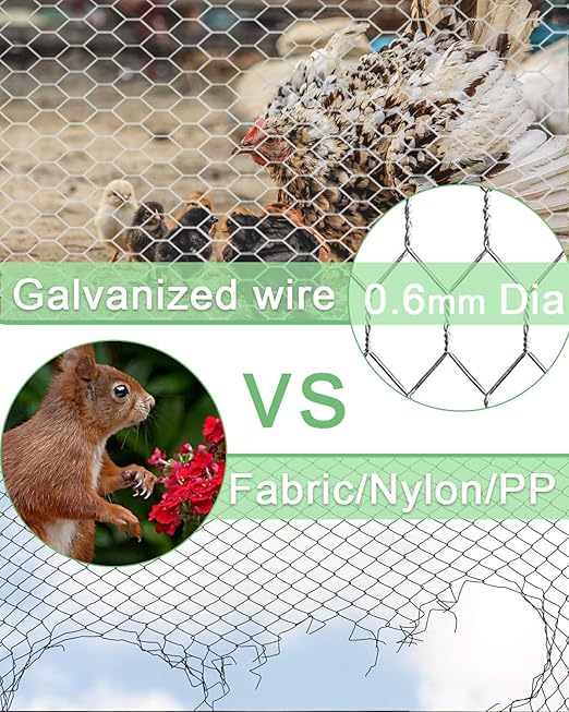 Garden Poultry Chicken Wire Netting - 48 '' × 150 ' Garden Fence Animal Barrier, Chicken Wire for Crafts, 1 inch Mesh Poultry Netting Fence, Pet/Rabbit/Chicken Wire Fencing