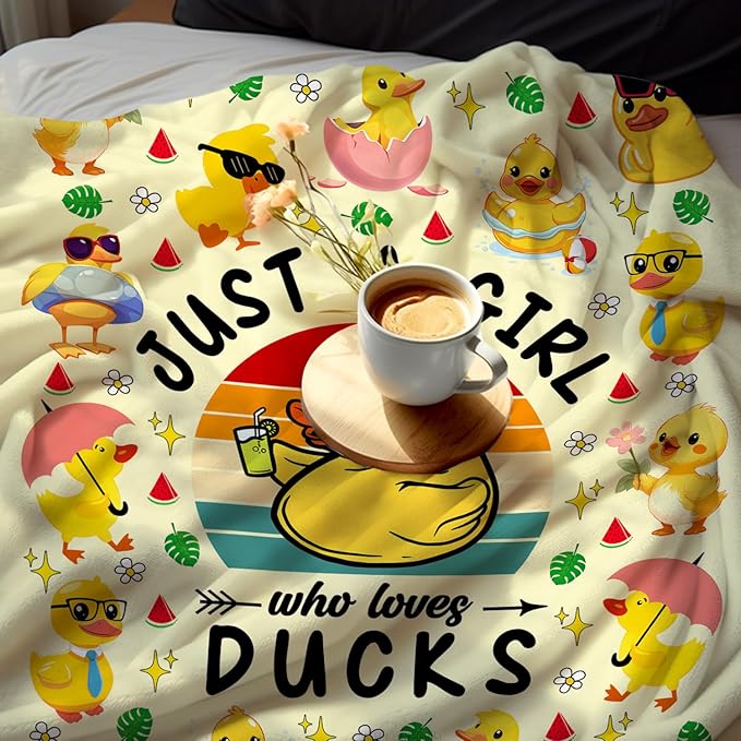 Cute Duck Blanket Ultra Soft Ducks Themed Gifts for Women Kids Boys Girls Cartoon Ducks Decorative Blankets for Bed Chair Couch Bedroom 60"X50"