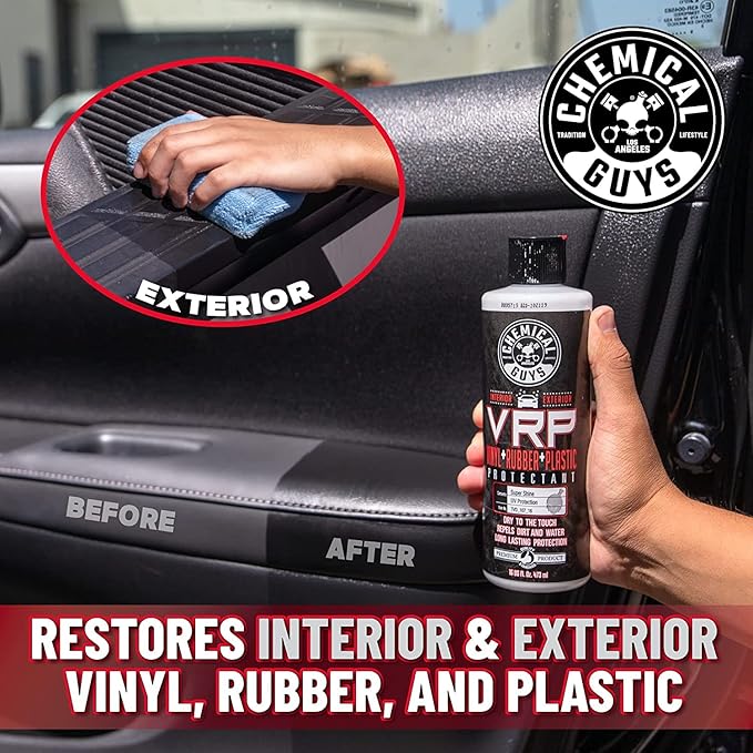 Chemical Guys VRP Protectant & WonderWave Applicator Kit - 16 oz Vinyl, Rubber, and Plastic Dressing with 2 Foam Applicators - Restores Your Car's Interior & Exterior Surfaces