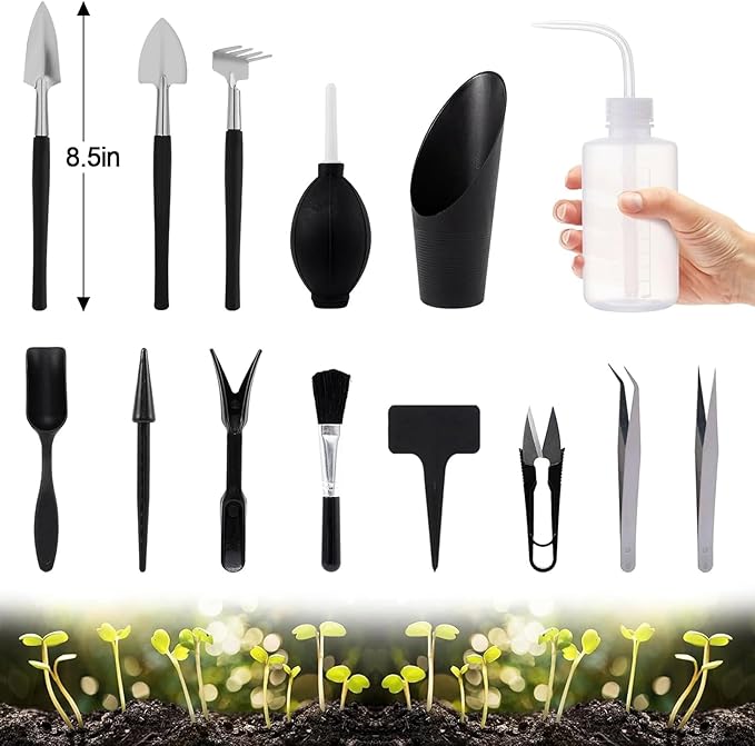 Pack of 20 Succulent Tool Set - 39.4" Indoor Plant Repotting Mat and 19 Pcs Miniature Succulent Hand Tools Garden Flower Plants Transplanting Supplies for Indoor Outdoor Plant Care, Green