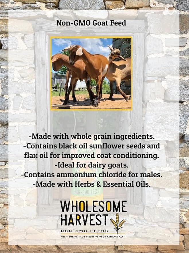 Non-GMO All-Grain Goat Feed 16% Protein - Fortifies with Goat Minerals, Vitamins, and Natural Ingredients for Strong Bones, Healthy Digestion, and Optimal Growth - 40 lb Bag
