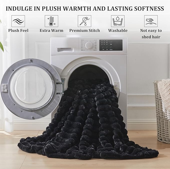 Faux Fur Throw Blanket for Couch, 1000 GSM Cozy Fuzzy Fluffy Soft Plush Thick Bubble Sherpa Blanket for Sofa Bedroom Living Room, Mothers Day Birthday Gifts for Women Home Decor