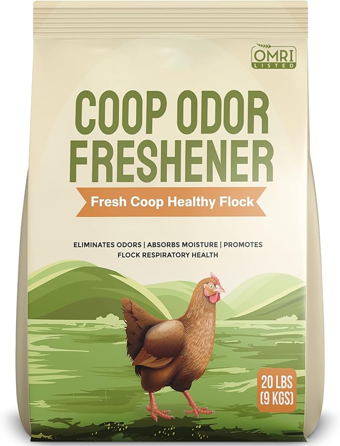 Chicken Coop Refresher - 20 Pounds: All-Natural Odor Eliminator, Moisture Absorber, and Ammonia Neutralizer - Deodorizer,Chicken Coop Accessories for Chickens Run- Remove Smell of Chicken Coops