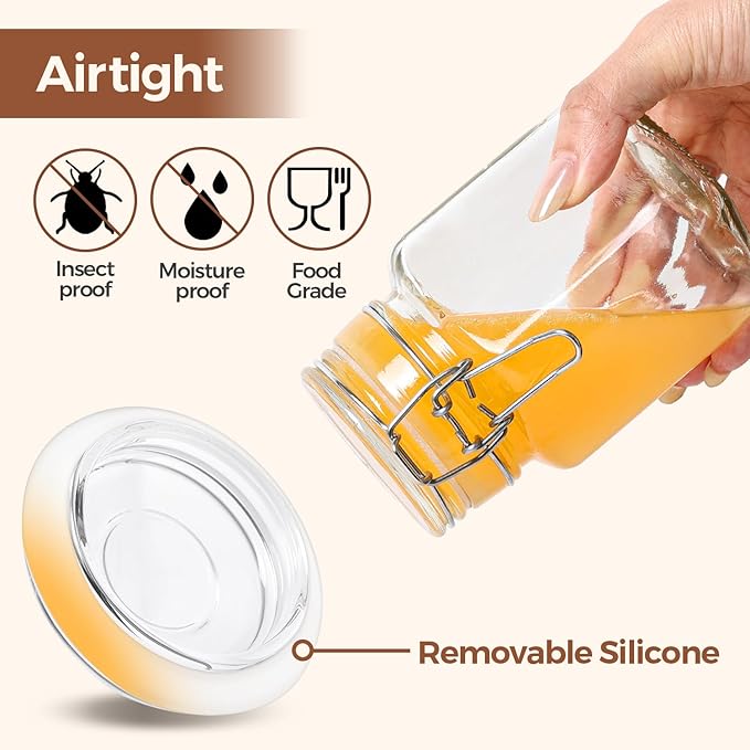 ComSaf Small Glass Jars with Airtight Lid Set of 6, Spice Jars 8 oz, Mason Jars 8 oz, Small Canning Jar, 8oz Jars with Lids for Kitchen, Jam, Jelly, Honey, Herb, Candy, Beans, Dessert, Sugar, Parfait