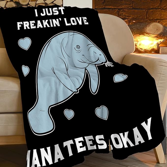 Manatee Blanket Super Cozy Soft Manatee Throw Blanket for Women Men Warm Plush Fluffy Manatees Stuff Fleece Flannel Gifts Blankets for Kids Adults 80"X60"