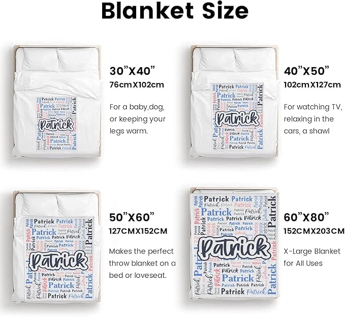 Custom Blanket with Name Personalized Blankets for Kids Adult Boys Girls Flannel Monogrammed Customized Blankets Throw (40''x50'')