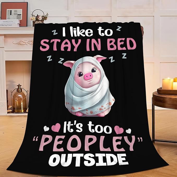 Pig Blanket, Soft Plush Fleece Animal Throw Blanket - Cozy Warm Stuffed Blankets Bedding Funny Pig Gifts for Women Girls Kids Adults 40"X50"