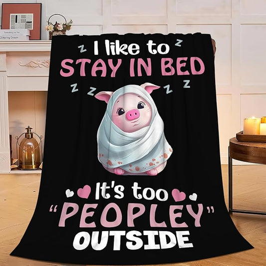Pig Blanket, Soft Plush Fleece Animal Throw Blanket - Cozy Warm Stuffed Blankets Bedding Funny Pig Gifts for Women Girls Kids Adults 40"X50"