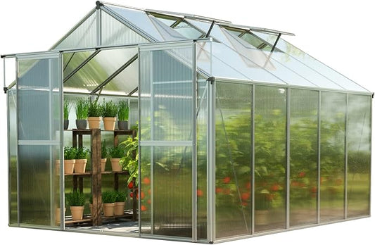 Greenhouse Topas 5 Aluminum Frame 7.4 x 10.6 ft with Approx. 6 mm Polycarbonate Panels