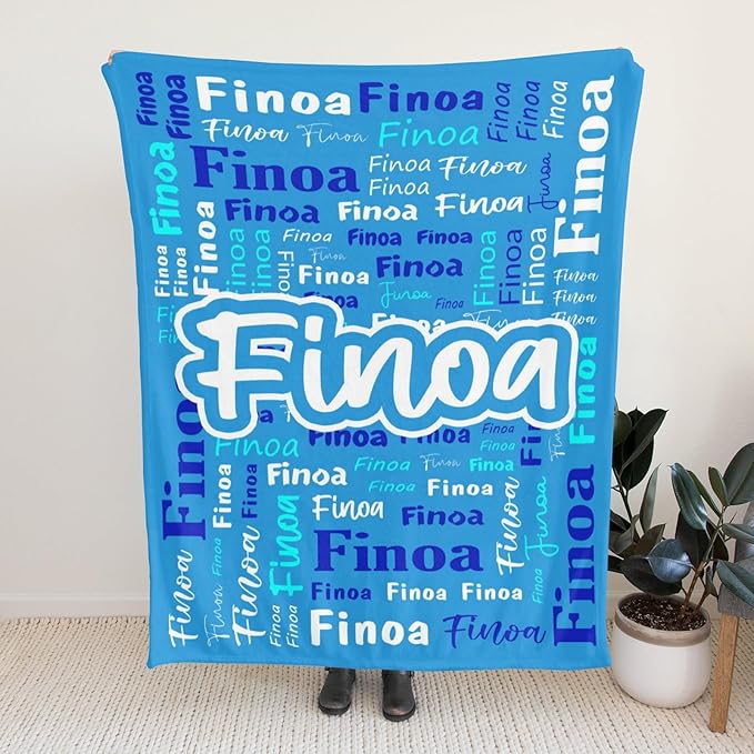Custom Blanket with Name Personalized Blankets for Kids Adult Boys Girls Flannel Monogrammed Customized Blankets Throw (50''x60'')