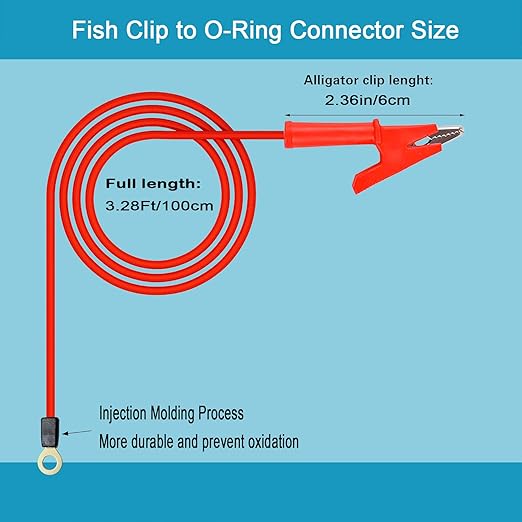 Electric Fence Wire Connectors Jumper Leads Cable,3.28 ft Electric Fence Wire Connect, for Electric Fence Charger Electric Fence Tester etc.(TH 12A 1m)