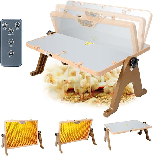 180W Radiant Chicken Coop Heater Energy-Efficient Winter Heating, Safer Alternative to Brooder Lamps,Heater with 2 Heating Plates for Chick Kitten Puppy Pets Animals (Brown)