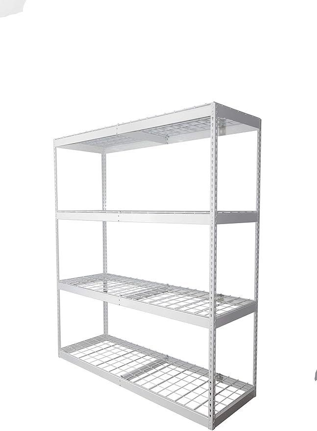 SafeRacks Garage Shelving Unit - All Steel Storage Rack That Holds 500 Pounds Per Shelf - Easy to Assemble, White (24" x 72" x 84")