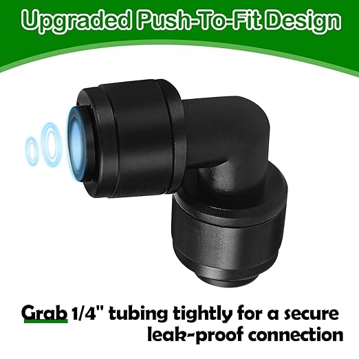 30 Pieces 1/4 Inch Drip Irrigation Elbow Fittings - 1/4'' Drip Line Push-to-Fit Connectors for 1/4 Inch Drip Irrigation Tubing Leak Free Lock Elbow Parts for Drip Irrigation System