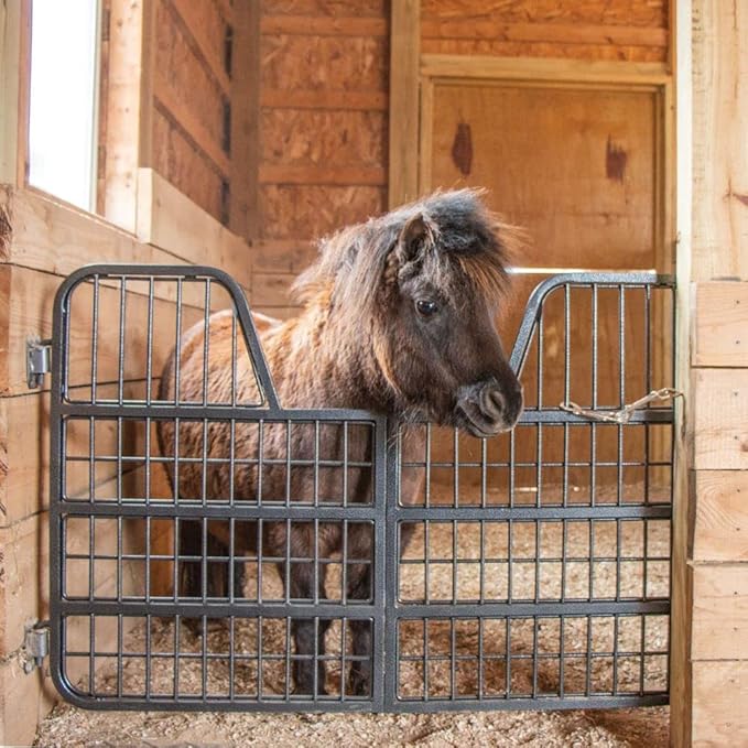 EASY-UP Titan Horse Stall Gates | Heavy-Duty Steel Construction | Rust-Resistant Finish | Ideal for Barn, Farm & Equestrian Use | Miniature Gate with Yoke - 48" Wide | Color Gray Armor