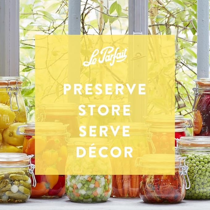 Le Parfait Super Jar - 500mL French Glass Canning Jar w/Round Body, Wide Mouth, Airtight Lid - Clear Glass Jar (16oz/Pint, 1 pk)