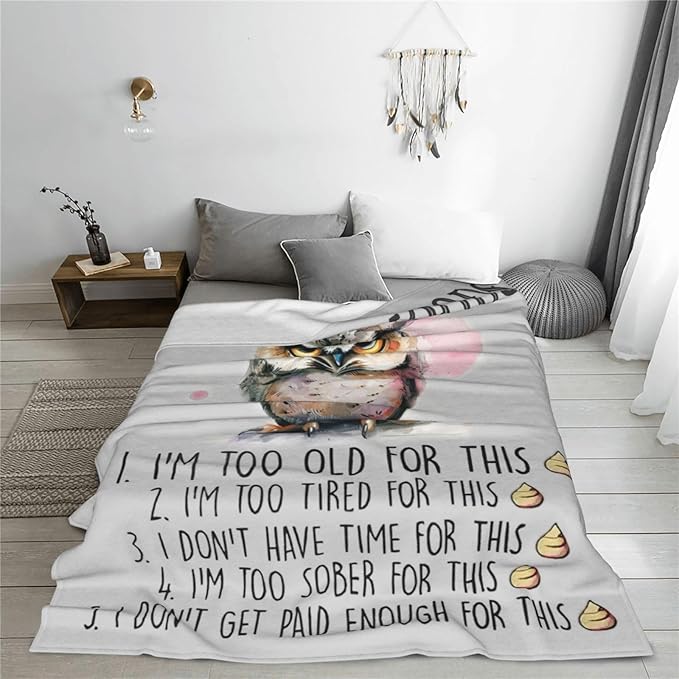 Cute Owl Throw Blanket Funny Owl Five Modes Decor Blanket Super Cozy Plush Lightweight Soft Plush Flannel Fleece Blanket Gifts for Girls Boys Kids Women Men Teenager for Sofa Bed Couch 60"X80"