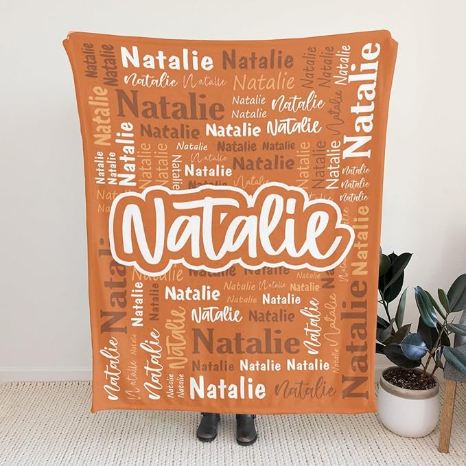 Custom Blanket with Name Personalized Blankets for Kids Adult Boys Girls Flannel Monogrammed Customized Blankets Throw (50''x60'')