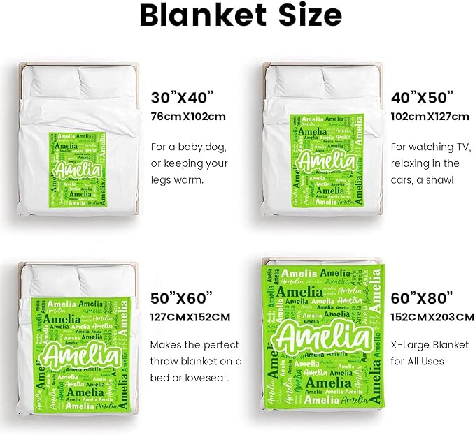 Custom Blanket with Name Personalized Blankets for Kids Adult Boys Girls Flannel Monogrammed Customized Blankets Throw (40''x50'')