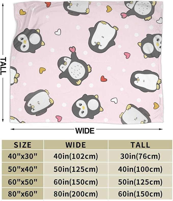 Penguin Blanket Penguins Throw Blanket Soft Warm Cozy Fuzzy Plush Penguin Throw Blanket Gifts for Girls Women Penguins Lightweight Fleece Flannel Gift Blankets for Kids Adults 60"X80"