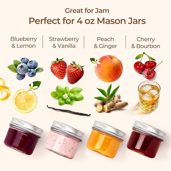 ComSaf Mini Mason Jars 4oz - 16 Pack, Regular Mouth Mason Jar with Lids and Seal Bands, Small Glass Canning Jar for Spice, Jam, Honey, Jelly, Dessert, Shower Wedding Favors, DIY Candles Decor