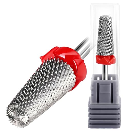 Fantexy 3/32" Carbide Nail Drill Bit - Remove Acrylic Hard Gels Quickly and Safely, 5-in-1 Tungsten Carbide Nail Drill Bit for Nail Art,Manicure,Pedicure,Gel,Cuticle Clean(Fine - F)