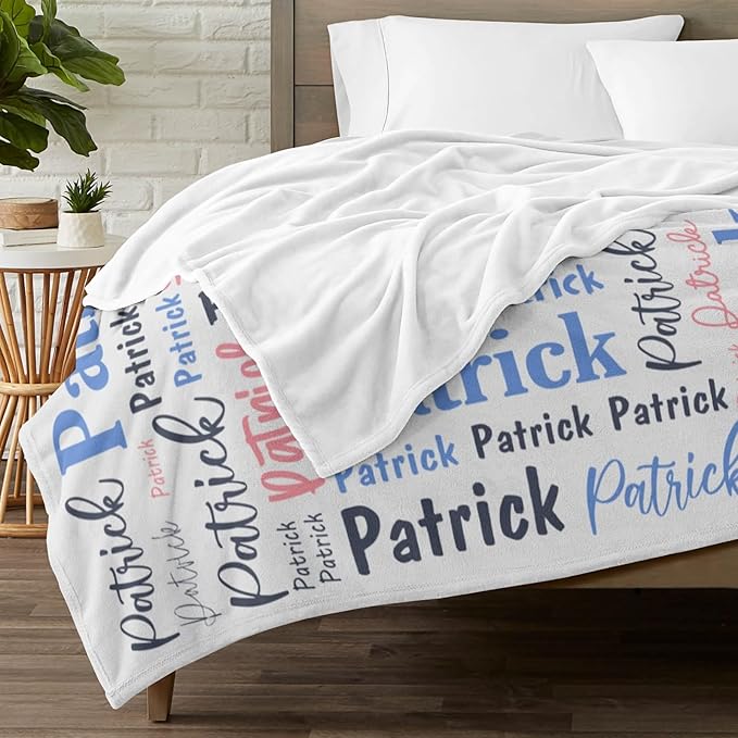 Custom Blanket with Name Personalized Blankets for Kids Adult Boys Girls Flannel Monogrammed Customized Blankets Throw (40''x50'')
