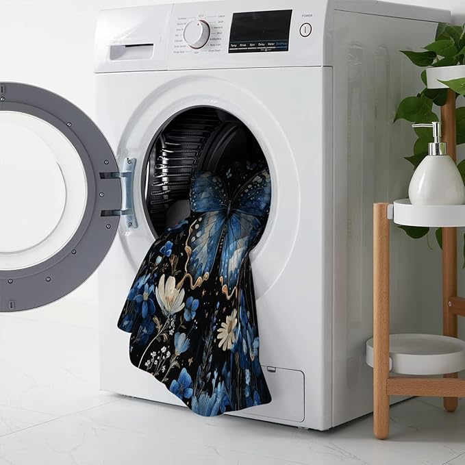 Butterfly Blanket, Blue Butterflies Throw Blanket, Flower Gifts Blankets Stuff Fleece Flannel Plush for Girls Women Men Boys Lovers Adults Soft Bedding Gift for Sofa Bed Office Home Decor 80"x60"