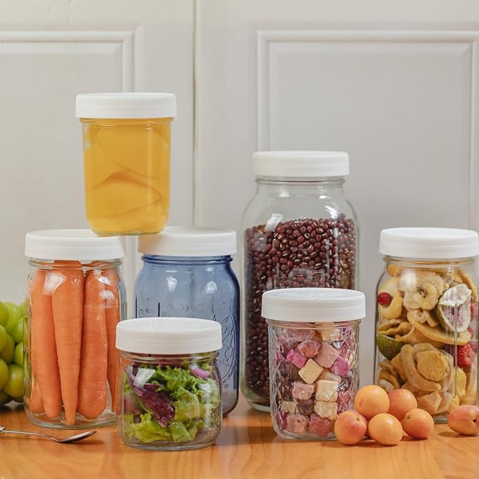 12 Pack 16 oz Wide Mouth Mason Jars with Silver Metal Lids, Canning Jars for Overnight Oats, Food Storage, Dry Food, Snacks, Candies