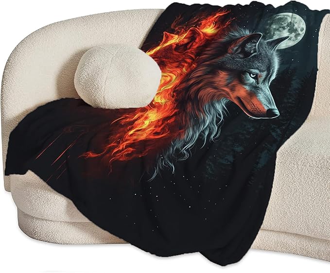 Wolf Blanket, Wolf Throw Blankets, Cool Wild Animal Fuzzy Plush Blanket Ultra Soft for Wolves Lover Gift Kids Teens Women Men Girls Boys Stuff Decor for Bedding Sofas Couch 50"X40"