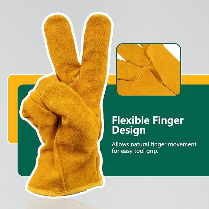 SATA 1 Pack Full Leather Gloves, Mechanics Work Gloves, Cow Split Thin Core Leather, Oil Proof Cut Proof Gardening Gloves