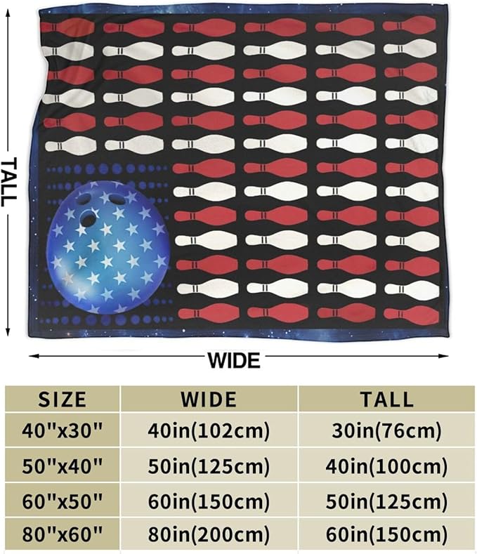 Super Cozy Soft Bowling Throw Blanket - Warm Plush Fluffy Women Men Lightweight Fleece Flannel Gifts for Kids Adults 80"X60"