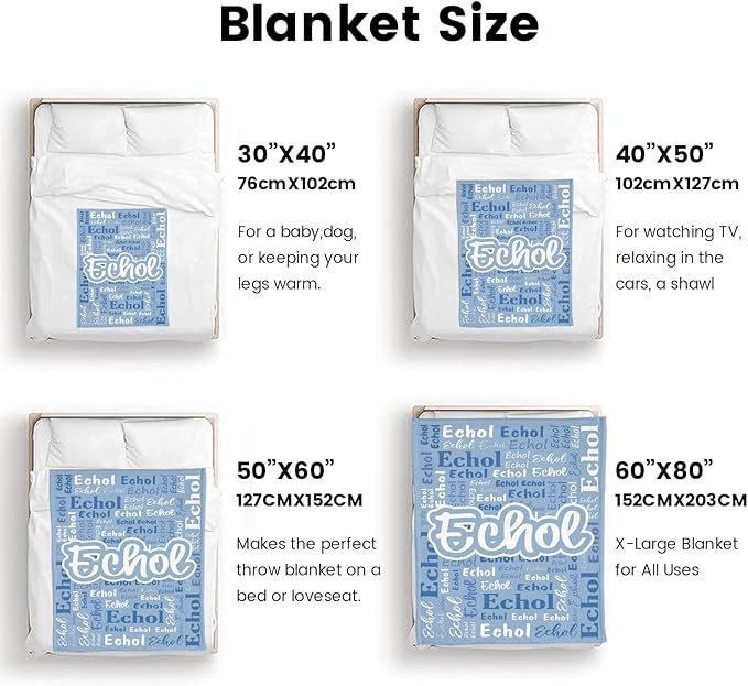 Custom Blanket with Name Personalized Blankets for Kids Adult Boys Girls Flannel Monogrammed Customized Blankets Throw (50''x60'')