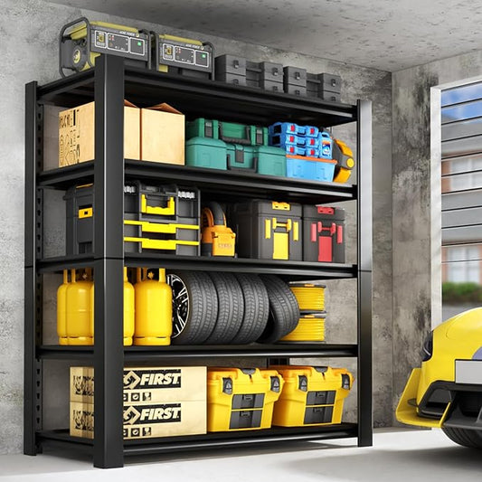 Heavy Duty 5-Tier Garage Storage Shelving Unit, Boltless Metal Rack for Garage Organization, Adjustable Freestanding Steel Shelf, Black, 76H x 60W x 24D