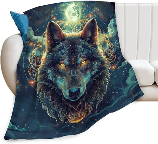 Tijuboni Wolf Throw Blanket Wolf Gifts for Girls Boys Women Men Kids Adults Soft Flannel Fleece Blanket for Couch Sofa Bed Home Decor 50"x60"