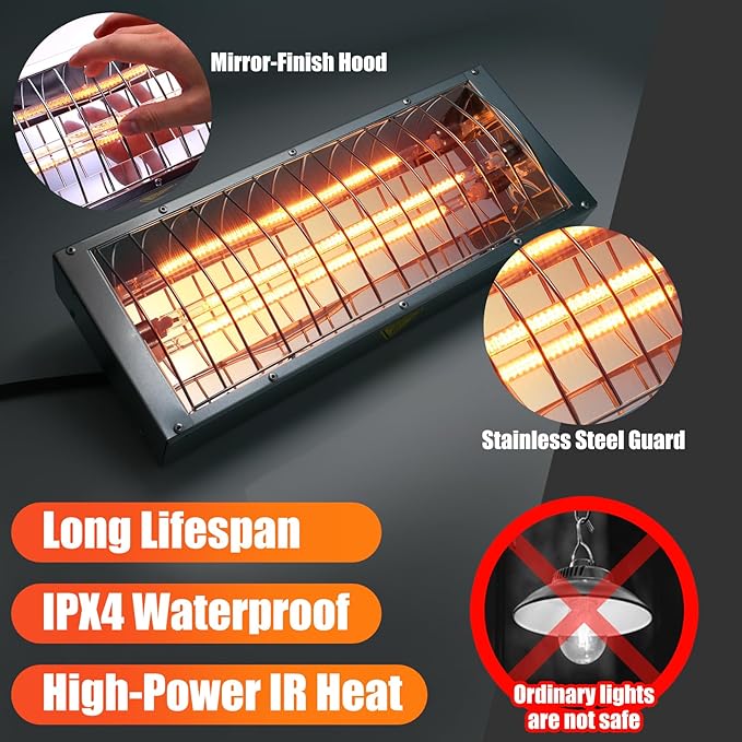 Chicken Coop Heat Lamp,600W High-Power Adjustable Chicks House Brooder Heater Warmer Lamp for Supplies Livestock,Heats Faster,Stays Hotter Longer (L14xW6xH2 inch)