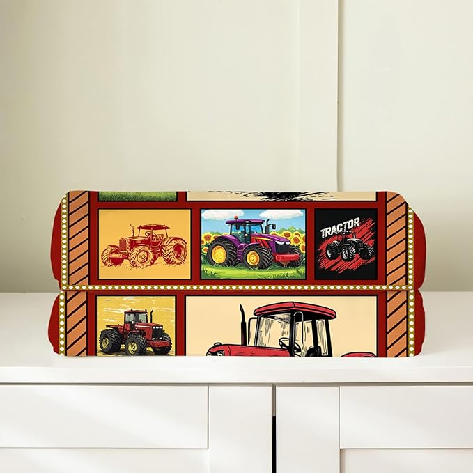 Truck Blanket, Red Trucks Throw Blanket, Farmhouse Tractor Gifts Blankets Stuff Fleece Flannel Plush for Men Boys Women Girls Lovers Adults Soft Bedding Gift for Sofa Bed Office Home Decor 40"X50"