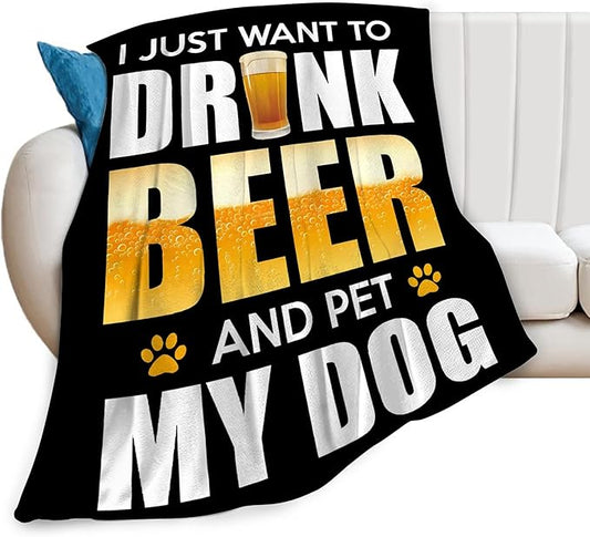 Funny Beer Throw Blanket - Drink Beer Gifts & Decor for Men, Women, Adults - Soft, Warm, Cozy Fleece Blanket for Couch, Sofa, Bed - 60"x50"