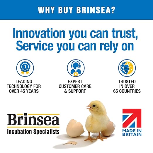 Brinsea Ovation 28 EX Egg Incubator With Automatic Humidity Control and Egg Turning for Hatching 28 Chicken, Duck, Other Bird Eggs, Precision Digital Controls, Temperature Alarms